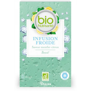 Vitavea Nutrisanté Bio Infusion Froide Saveur Menthe-Citron Sachets x 20