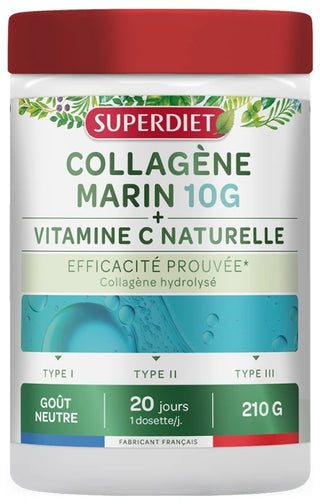 Superdiet Collagène Marin 10 g et Vitamine C 210 Grammes