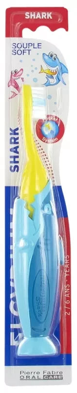 Elgydium Brosse à Dents Junior 7/12 Ans Shark 1 U - Couleur : Turquoise et Jaune