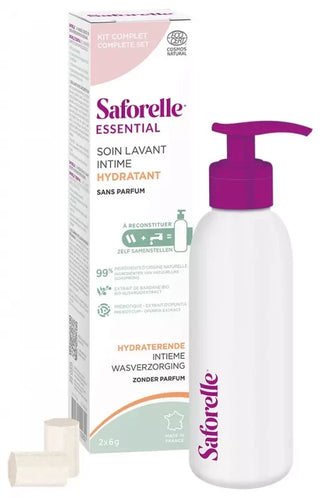 Saforelle Soin Lavant Intime Hydratant à Reconstituer 1 Flacon + 2 Bâtonnets
