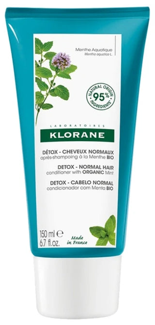 Klorane Menthe Aquatique Après-Shampoing Détox à la Menthe Bio - Cheveux Normaux 150 ml