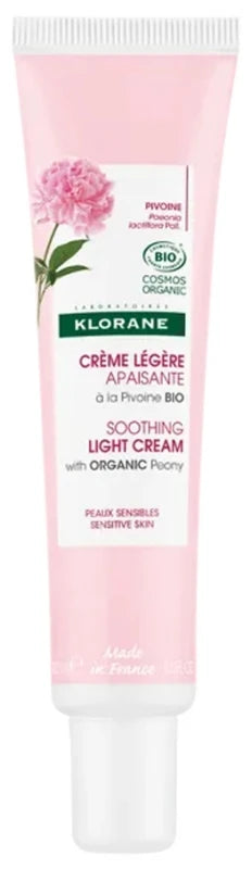 Klorane Pivoine — Crème Légère Apaisante à la Bio — Peaux Sensibles 40 ml
