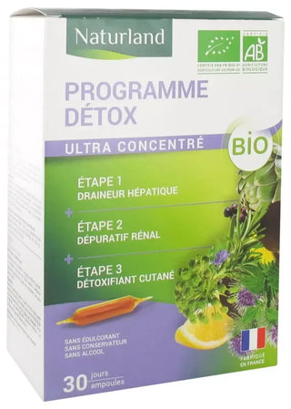 Naturland Programme Détox 3en1 Bio 30 Ampoules de 10 ml