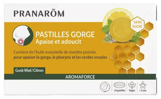 Pranarôm Aromaforce Pastilles Gorge Goût Miel Citron 24 Pastilles