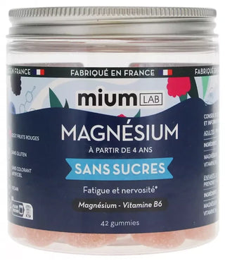 Mium Lab Magnésium Sans Sucres Magnésium et Vitamine 42 Gummies