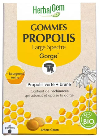 HerbalGem Gommes Propolis Large Spectre Gorge Bio