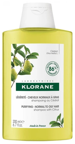 Klorane Cédrat - Shampooing Légèreté Cheveux Mixtes à Gras 200 ml