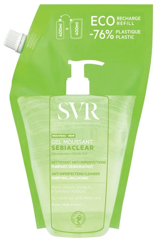 SVR Sebiaclear Gel Moussant Anti-Imperfections Peaux Grasses à Tendance Acnéique Eco-Recharge 400 ml