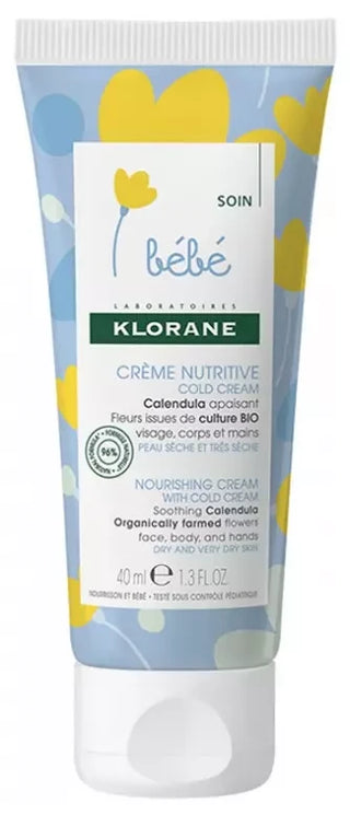 Klorane Calendula Bébé - Crème Nutritive Au Cold Cream Et ? Peau Sèche et Trèsèche 40 ml