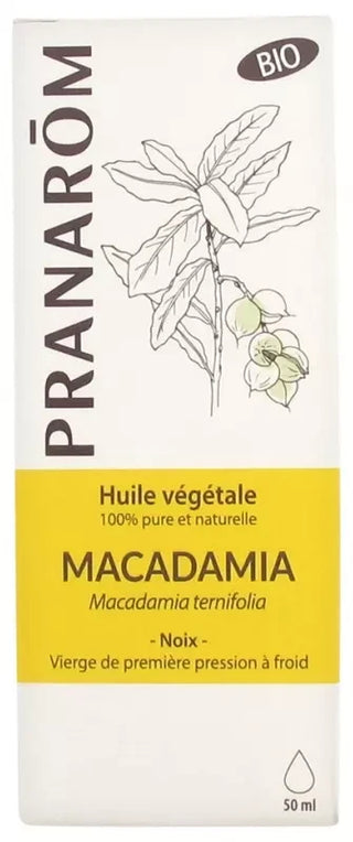 Pranarôm Huile Végétale Macadamia Bio Première Pression à Froid Des Noix de Macadamia 50 ml