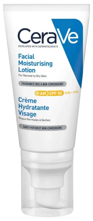 Cerave Crème Hydratante Visage SPF50 Peaux Normales à Sèches 52 ml