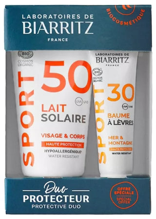 Laboratoires de Biarritz Sport Lait Solaire SPF50 Bio 50 ml + Baume Lèvres SPF30 Bio 15 ml