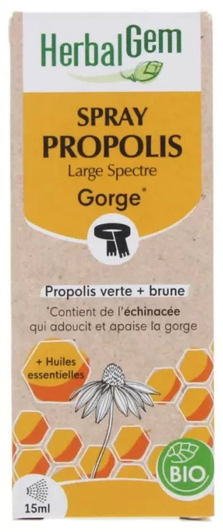 Herbalgem Propolis Large Spectre Spray Bio Dès Les Premiers Signes du Refroidissement 15 ml