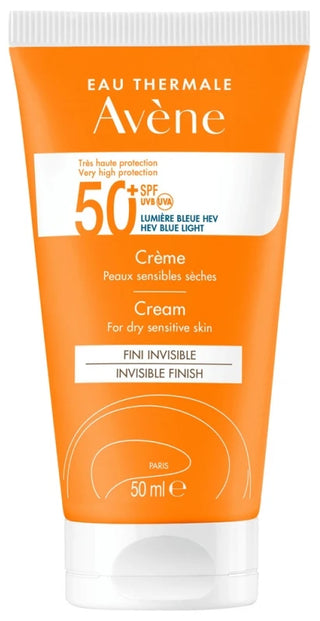 Avène Eau Thermale - Solaire - Crème 50+ Uvb Uva Lumière Bleue Hev Peaux Sensibles Sèches 50 ml