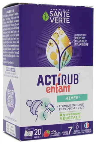 Santé Verte Actirub Enfant Sachets 20 Unités - Goût : Framboise