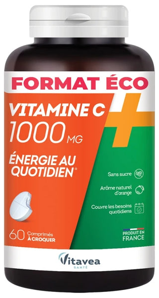 Vitavea Vitamine C 1000 mg - Énergie au Quotidien - Format Éco - 60 Comprimés