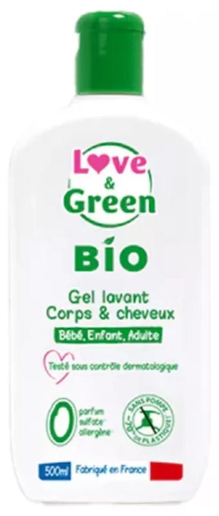 Love & Green Gel Lavant Corps & Cheveux Dès la Naissance Bio 500 ml