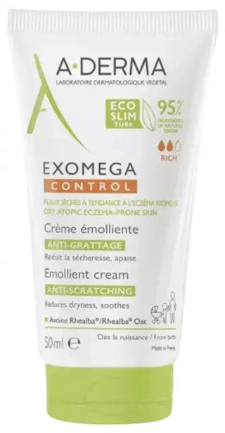 A-DERMA Exomega Control Crème Émolliente Anti-Grattage Peaux Sèches Eczéma 50 ml