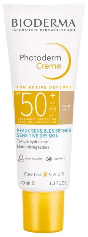 Bioderma Photoderm Crème Solaire Anti-Âge Teintée Peaux Sensibles Sèches SPF 50+ 40 ml - Teinte : Claire