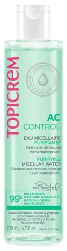 Topicrem AC CONTROL Eau Micellaire Purifiante Peaux Sensibles Acnéiques 200 ml