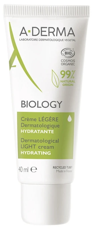 A-Derma Biology Crème Légère Dermatologique Hydratante Bio 40 ml