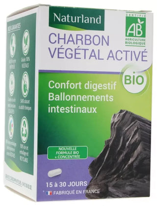 Naturland Charbon Végétal Activé Bio 60 Gélules