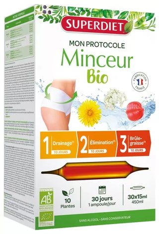 Superdiet Protocole Minceur Bio - 30 Ampoules de 15 ml
