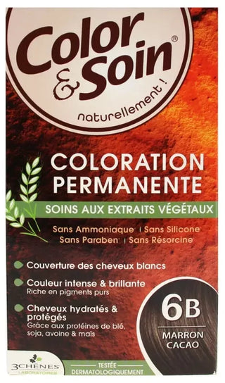 Les 3 Chênes Color & Soin Coloration Permanente Extraits Végétaux Sans Ammoniaque - Coloration : Marron Cacao : 6B