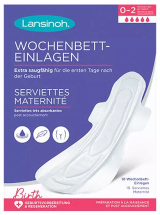 Lansinoh Serviettes Maternité 0-2 Semaines Post-Partum 10 Serviettes
