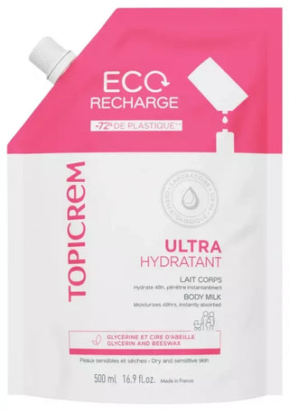 Topicrem Lait Corps Ultra Hydratant (Peaux Séches et Sensibles) Éco-Recharge 500 ml