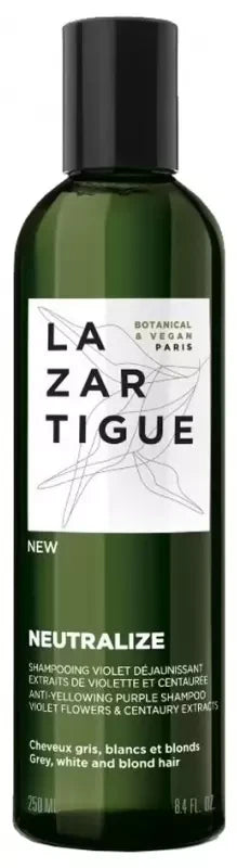 Lazartigue Neutralize Shampoing Violet Déjaunissant Cheveux Blancs et Blonds 250 ml