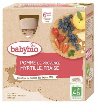 Babybio Pomme de Nouvelle-Aquitaine Myrtille de Nouvelle-Aquitaine Fraise