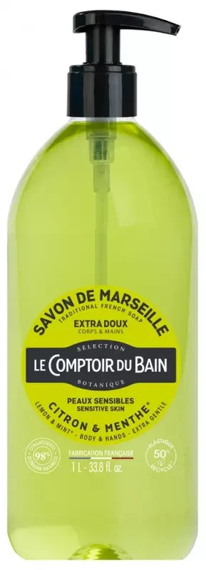 Le Comptoir du Bain Savon de Marseille Citron & Menthe Extra Doux 1 l