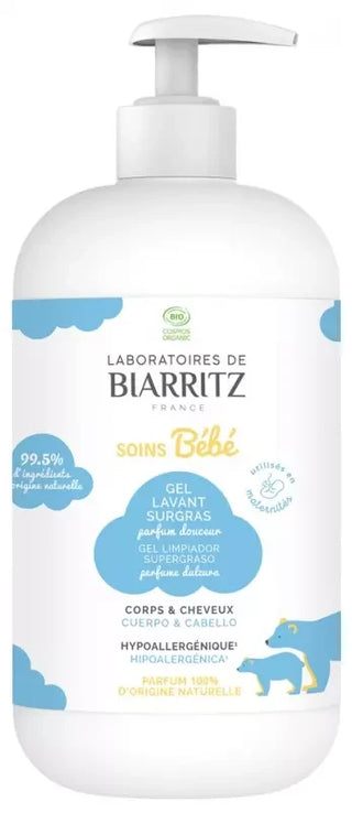 Laboratoires de Biarritz Bébé Gel Lavant Surgras Corps & Cheveux Parfum Douceur Bio 500 ml