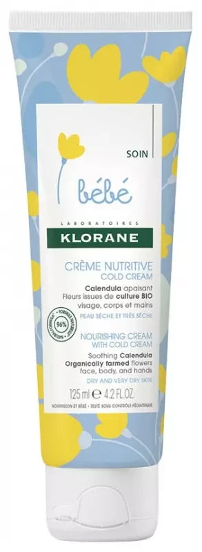 Klorane Calendula Bébé - Crème Nutritive Au Cold Cream Et ? Peau Sèche et Trèsèche 125 ml