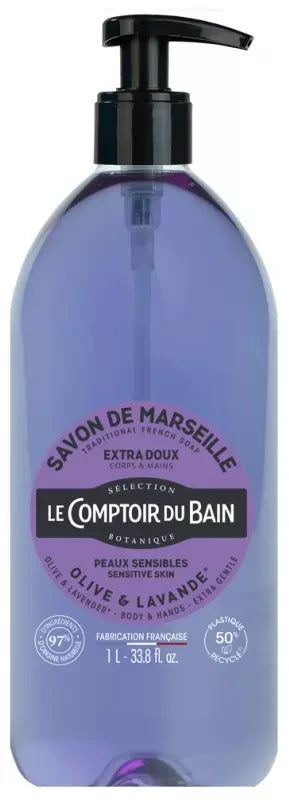 Le Comptoir du Bain Savon de Marseille Olive Lavande Extra Doux 1 l