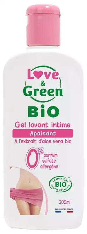 Love & Green Gel Lavant Intime Apaisant Certifié Bio Sans Sulfate Sans Parfum 200 ml