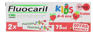 Fluocaril Kids Dentifrice Bi-Fluoré 0-6 Ans Fraise 2 x 75 ml