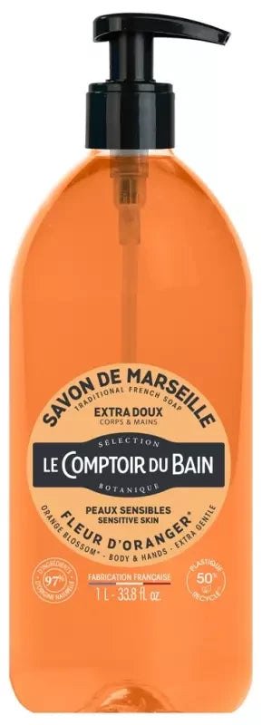 Le Comptoir du Bain Savon de Marseille Fleur d'Oranger Extra Doux 1 l