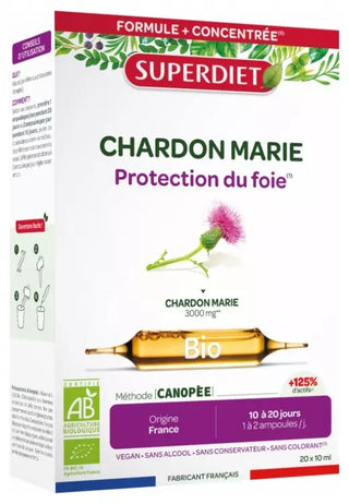 Superdiet Chardon Marie Bio - 20 Ampoules de 15 ml