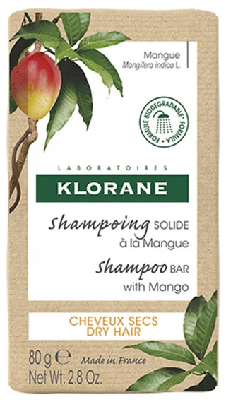 Klorane Mangue Shampoing Solide Nutrition à la Mangue - Cheveux Secs 80 g