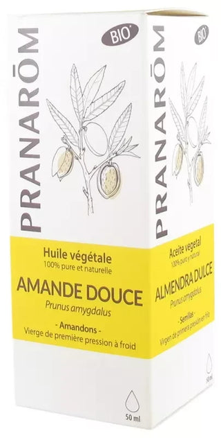 Pranarôm Huile Végétaleamande Douce Bio Adoucissante et Protectrice Première Pression à Froid Des Amandes Fruits de l'Amandier 50 ml