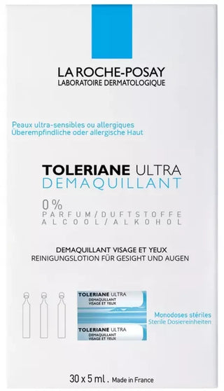 La Roche-posay Tolériane Ultra Démaquillant Visage et Yeux Peaux Ultra-Sensibles à Allergiques Monodoses Stériles 30 X 5 ml