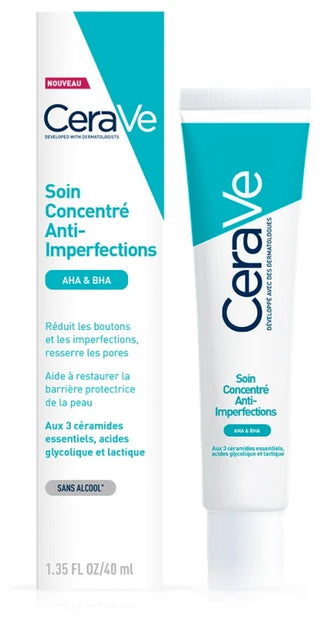 Cerave Acné Soin Concentré Anti-Imperfections 40 ml Enrichi Aux Aha Bha et Aux 3 Céramides Essentiels Pour Peaux à Imperfections et à Tendance Que