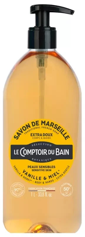 Le Comptoir du Bain Savon de Marseille Vanille Miel Extra Doux 1 l