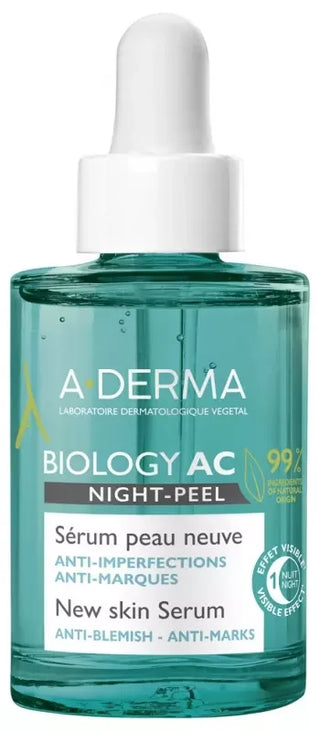 A-DERMA Biology AC Night-Peel Sérum Peau Neuve Imperfections & Marques 30 ml