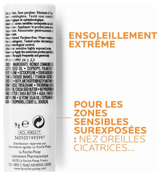La Roche-Posay Anthelios Crème Solaire en Stick Zones Sensibles Visage Spf50+ Sans Parfum 9 g