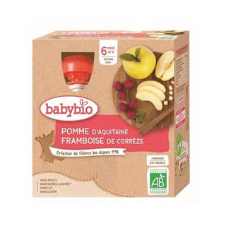 BABYBIO GOURDES FRUITS + 6 Mois Pomme Framboise - 4x90g