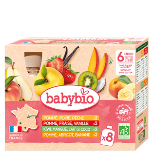 Babybio Pack 8 gourdes multiparfums 6mois+