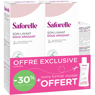 Saforelle Soin Lavant Doux 2 x 500 ml + Soin Lavant Doux Collector 100 ml OFFERT